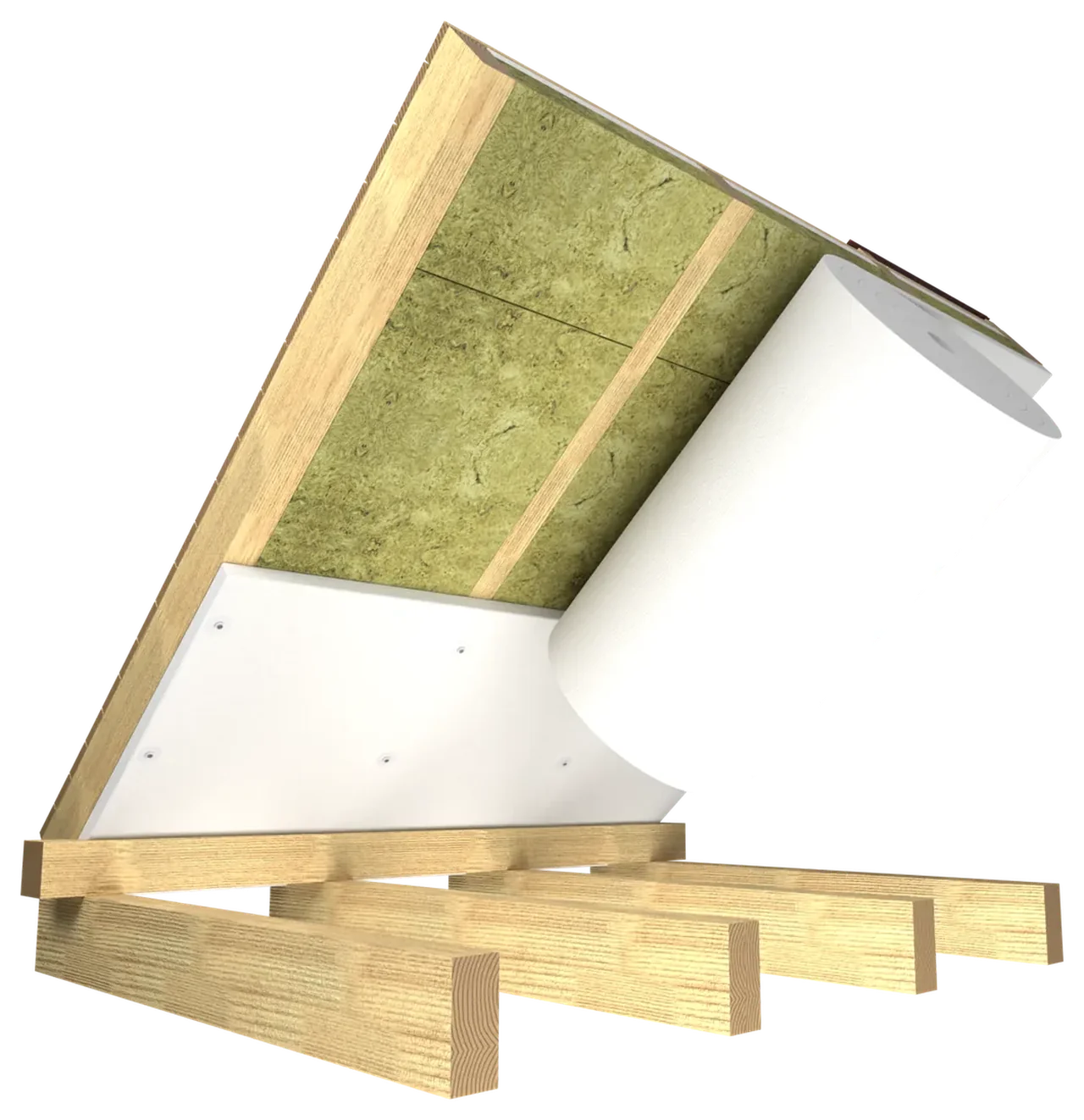 3D-Rendering: Wolle P800 unterhalb der Sparren